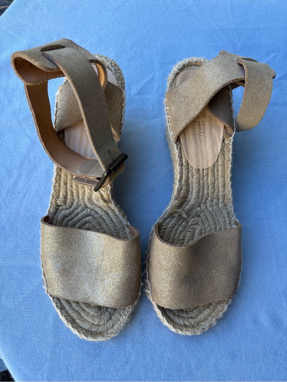 J. Crew Metallic Gold Espadrille Wedge Sandals